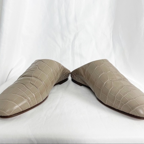 Emme Parsons Glider Mule Flats in Cement Embossed Croc Tan Business Casual Work - Picture 5 of 9